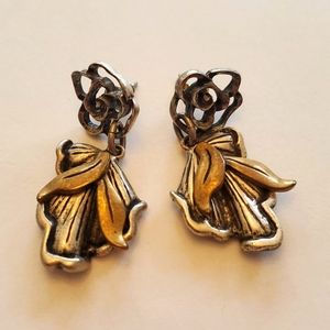 Silver Tone Chicos metal floral earrings